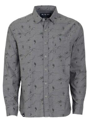 ​NWT Ski The East Men's Freeride Oxford Button-Down Shirt Ski Print Charcoal​